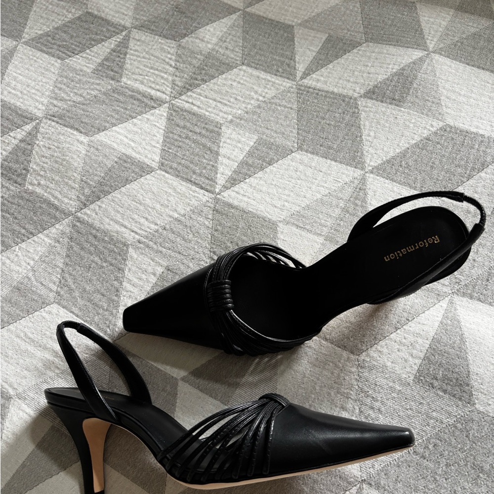 Reformation Black Slingback Heels